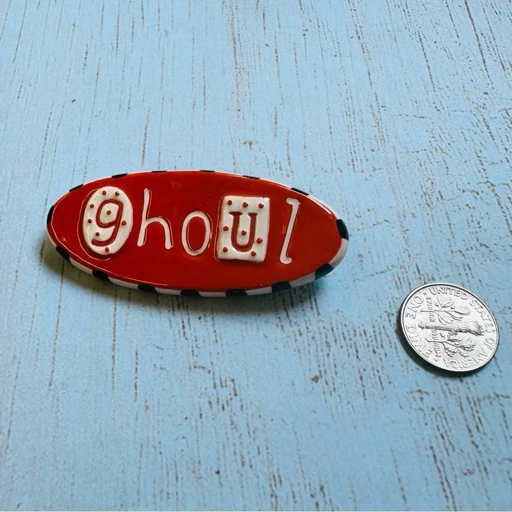 Orange Halloween Ghoul Ceramic Brooch‎